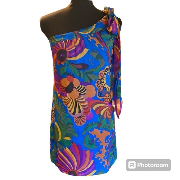 Banana Republic X Trina Turk Coachella Floral Silk One Shoulder Dress, size 0 - Picture 14 of 14
